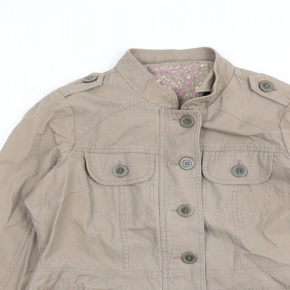 Evans Womens Brown Military Jacket Jacket Size 14 Button - Pockets