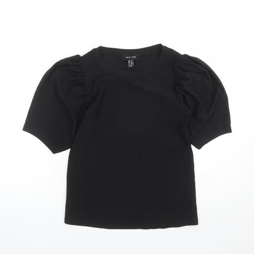 New Look Womens Black Polyester Basic T-Shirt Size 12 Round Neck
