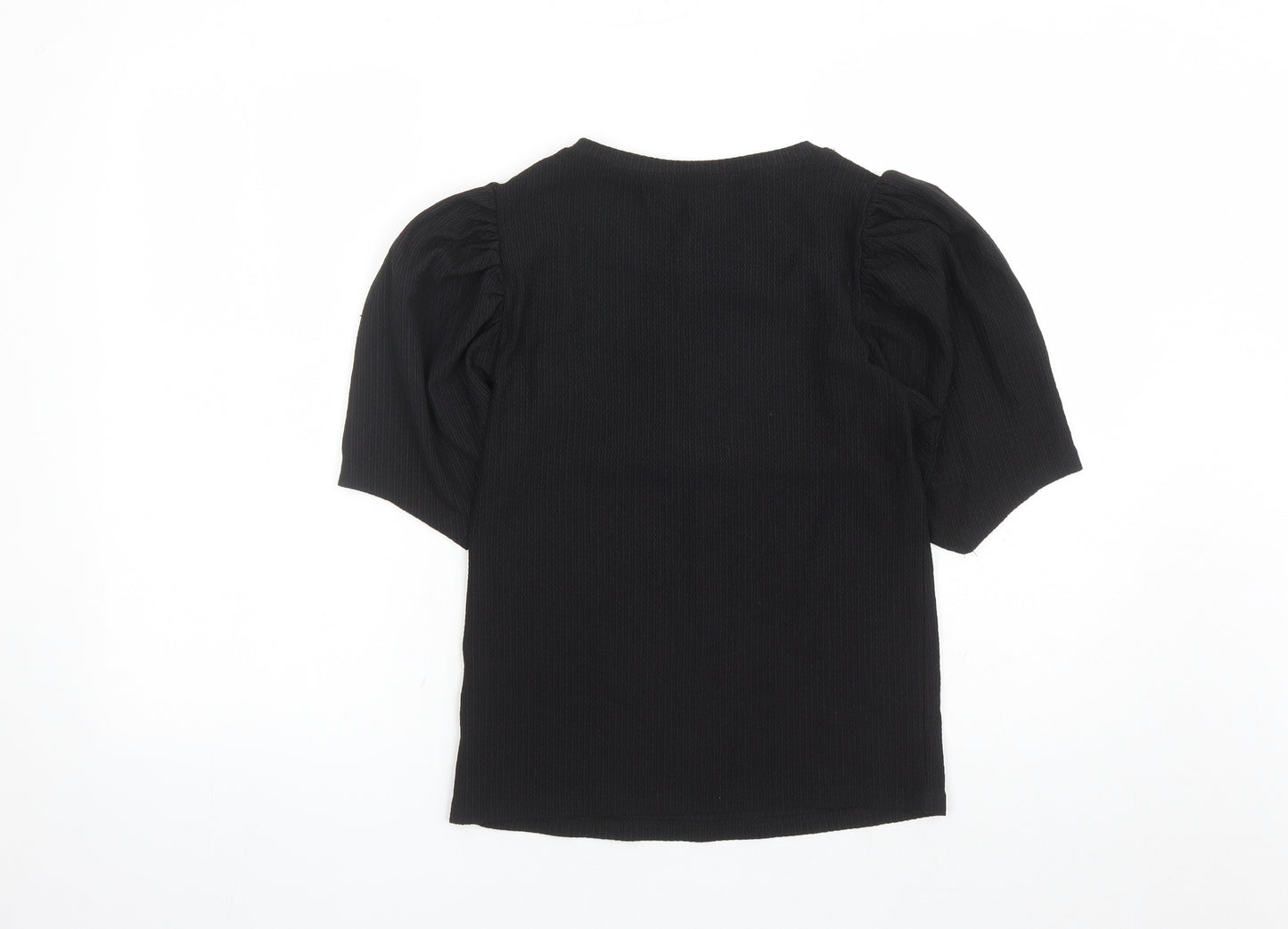 New Look Womens Black Polyester Basic T-Shirt Size 12 Round Neck