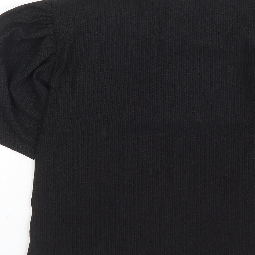 New Look Womens Black Polyester Basic T-Shirt Size 12 Round Neck