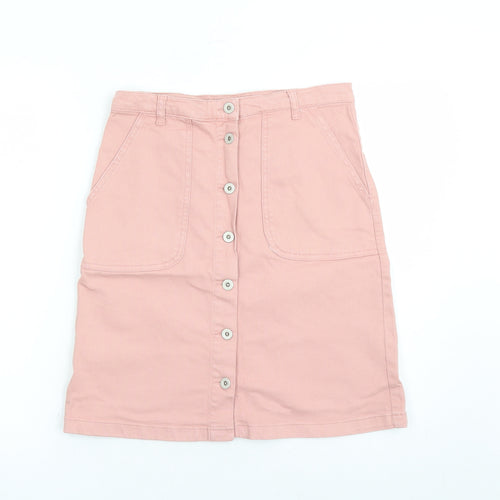 Great Plains Womens Pink Cotton A-Line Skirt Size 8 Button - Pockets