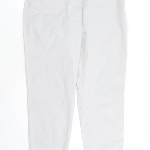 Marks and Spencer Womens Grey Cotton Chino Trousers Size 16 L28 in Regular Zip - Pockets