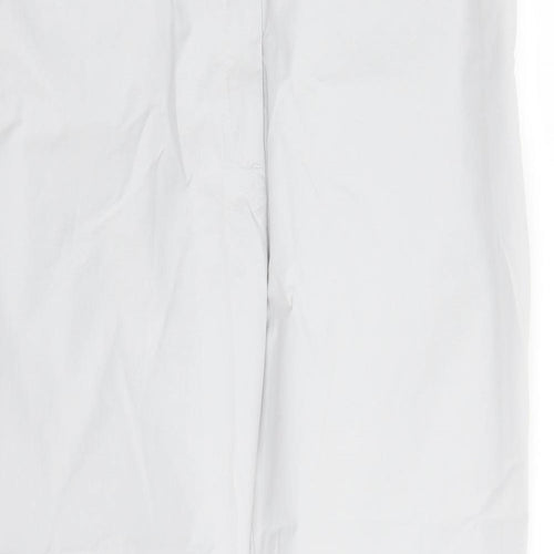 Marks and Spencer Womens Grey Cotton Chino Trousers Size 16 L28 in Regular Zip - Pockets