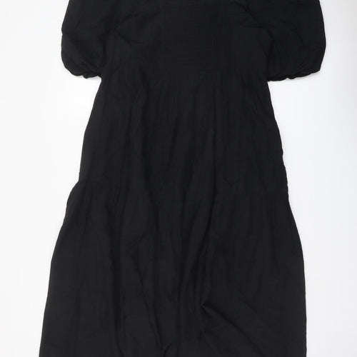 Marks and Spencer Womens Black Modal A-Line Size 16 Square Neck Pullover