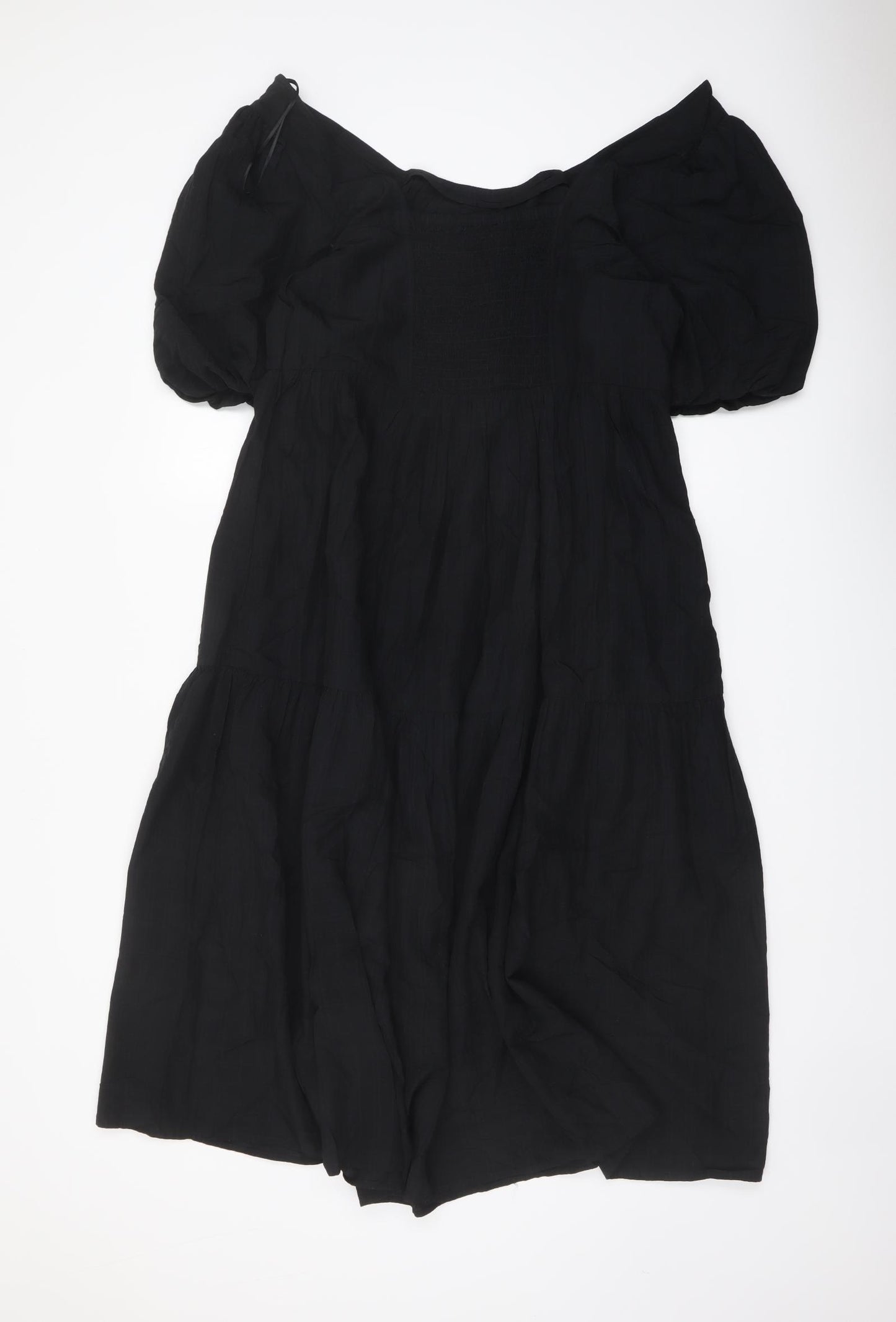 Marks and Spencer Womens Black Modal A-Line Size 16 Square Neck Pullover