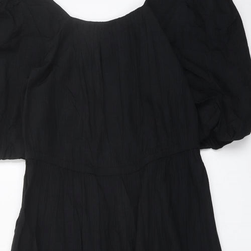 Marks and Spencer Womens Black Modal A-Line Size 16 Square Neck Pullover