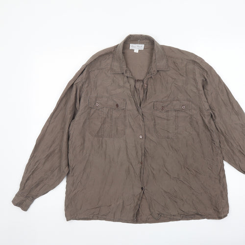 Giana Morti Womens Brown Silk Basic Button-Up Size S Collared