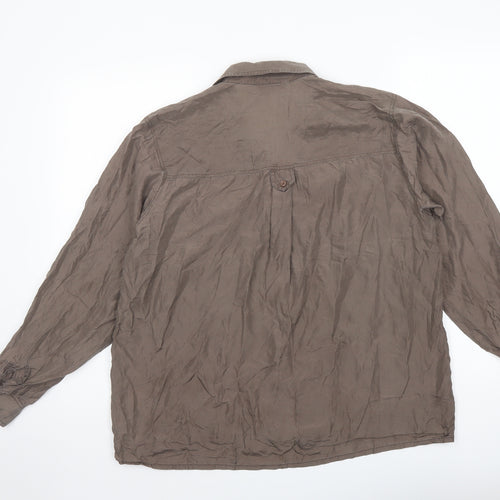 Giana Morti Womens Brown Silk Basic Button-Up Size S Collared