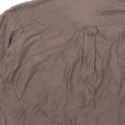 Giana Morti Womens Brown Silk Basic Button-Up Size S Collared