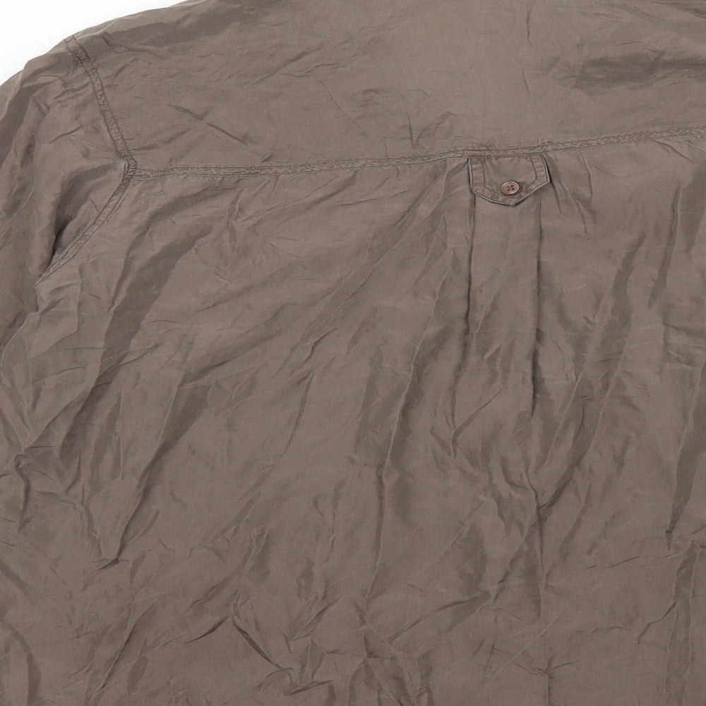Giana Morti Womens Brown Silk Basic Button-Up Size S Collared
