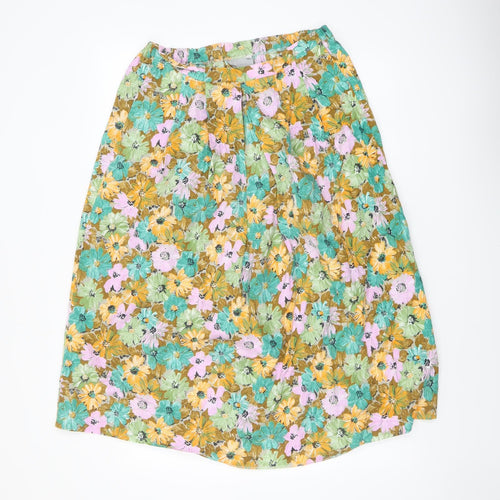 JORDANA Womens Multicoloured Floral Cotton A-Line Skirt Size 14