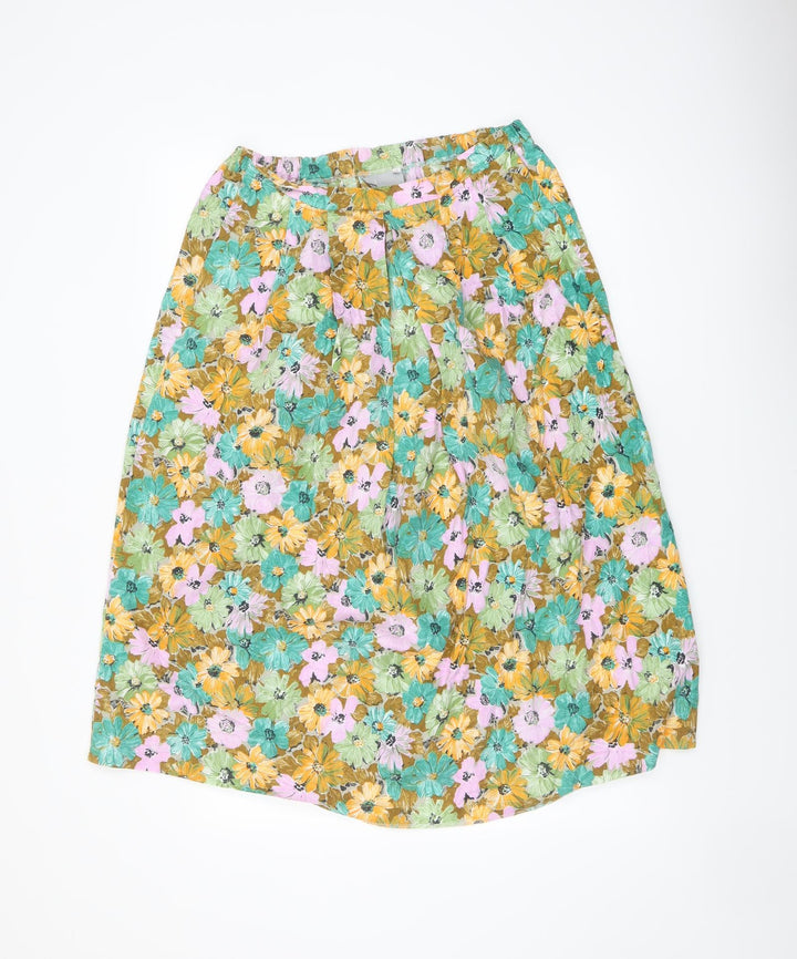 JORDANA Womens Multicoloured Floral Cotton A-Line Skirt Size 14