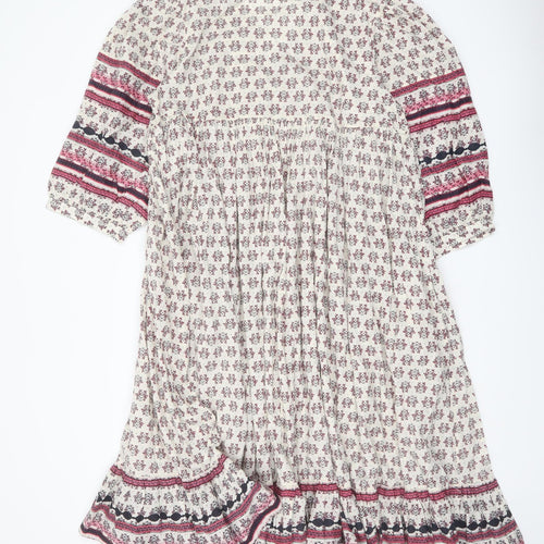 Per Una Womens Multicoloured Geometric Cotton A-Line Size M V-Neck Pullover