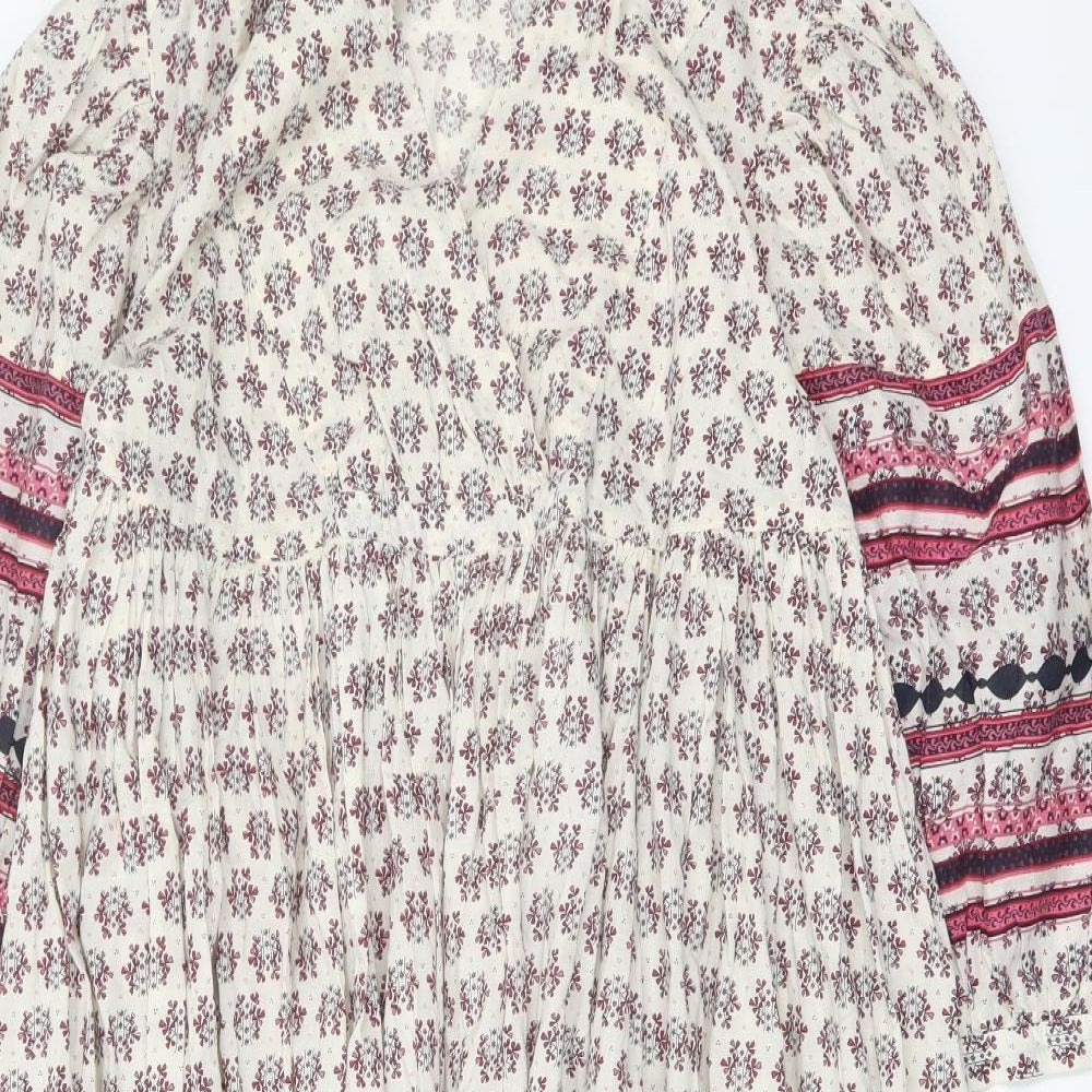 Per Una Womens Multicoloured Geometric Cotton A-Line Size M V-Neck Pullover