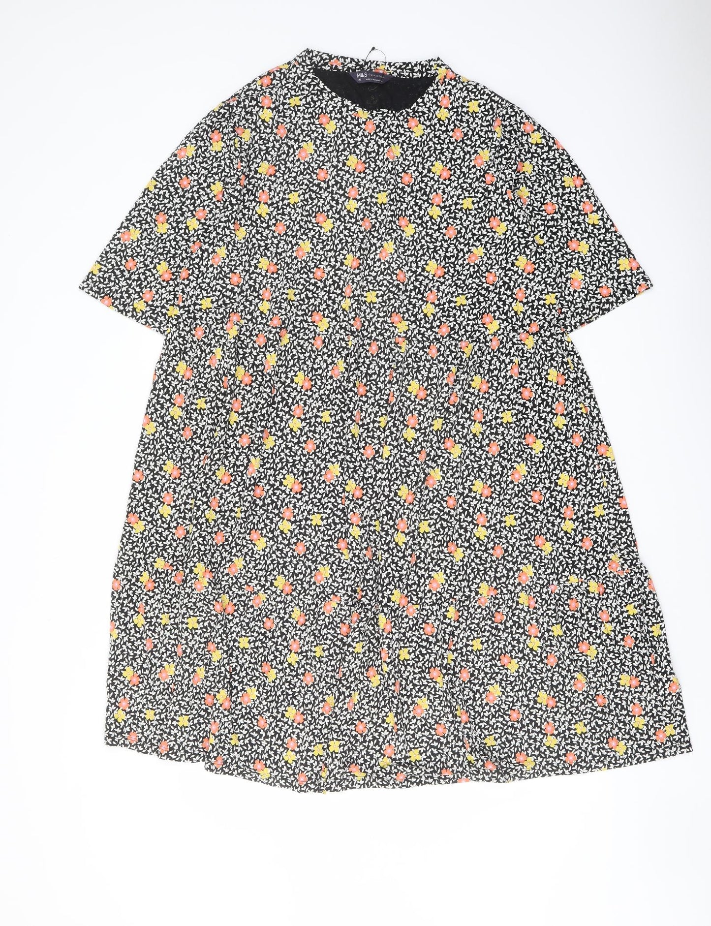 Marks and Spencer Womens Multicoloured Floral Viscose A-Line Size 20 Crew Neck Pullover