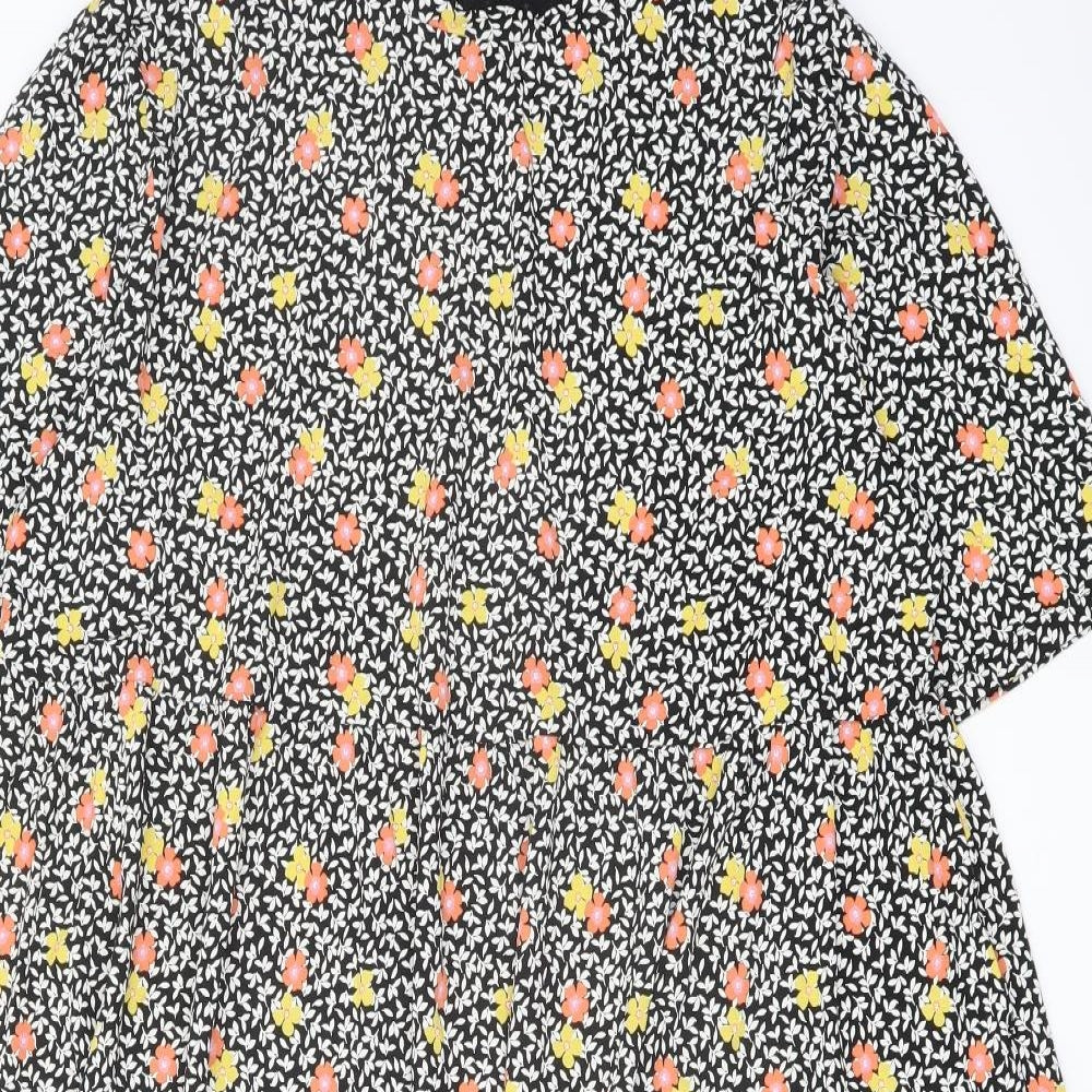 Marks and Spencer Womens Multicoloured Floral Viscose A-Line Size 20 Crew Neck Pullover