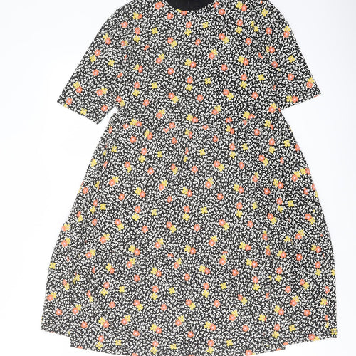 Marks and Spencer Womens Multicoloured Floral Viscose A-Line Size 8 Crew Neck Pullover