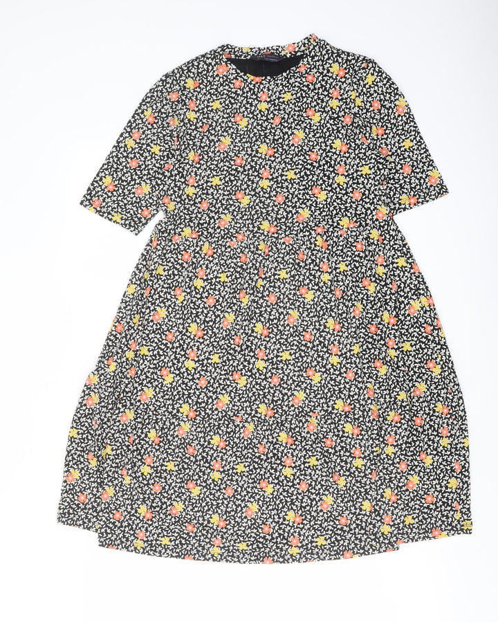 Marks and Spencer Womens Multicoloured Floral Viscose A-Line Size 8 Crew Neck Pullover