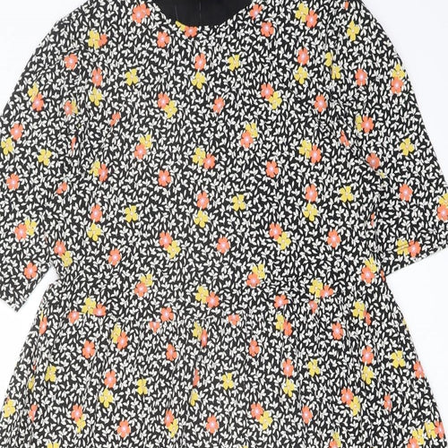 Marks and Spencer Womens Multicoloured Floral Viscose A-Line Size 8 Crew Neck Pullover