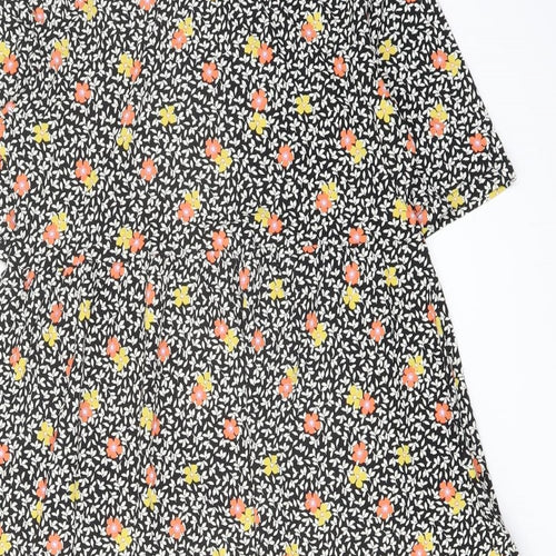 Marks and Spencer Womens Multicoloured Floral Viscose A-Line Size 8 Crew Neck Pullover