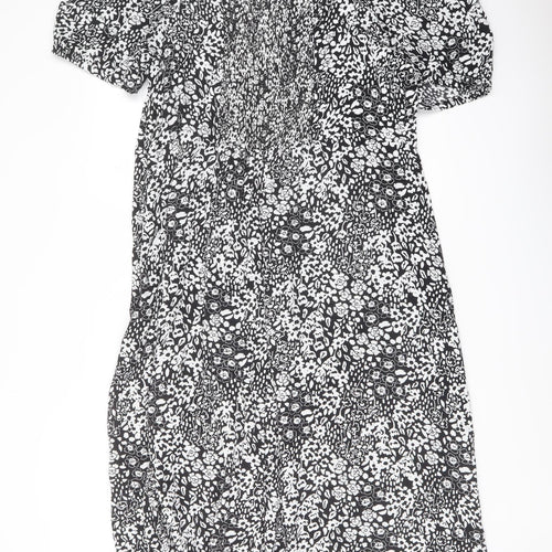 Marks and Spencer Womens Black Geometric Viscose A-Line Size 22 Sweetheart Pullover