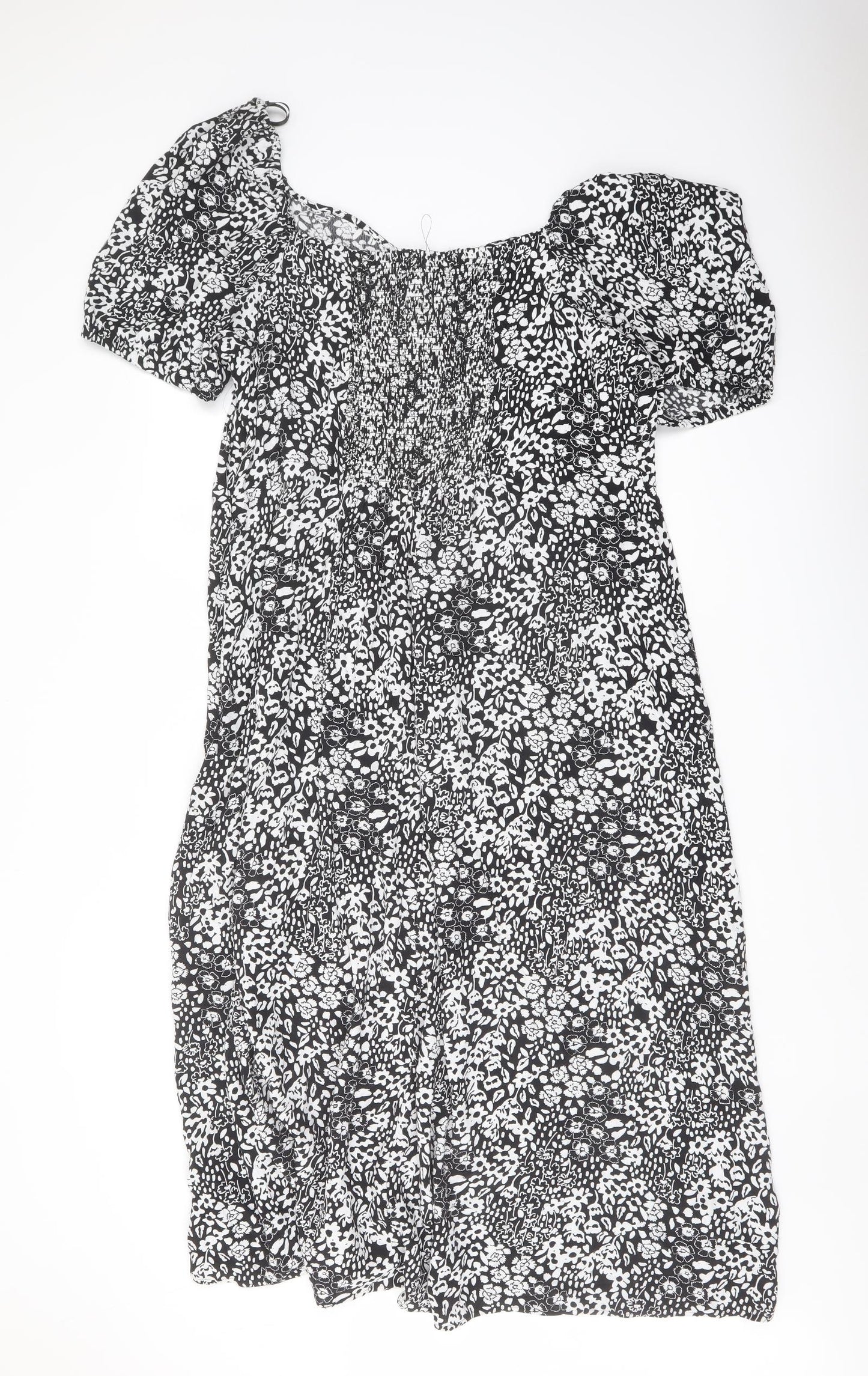 Marks and Spencer Womens Black Geometric Viscose A-Line Size 22 Sweetheart Pullover