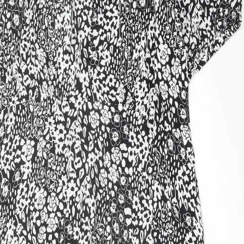 Marks and Spencer Womens Black Geometric Viscose A-Line Size 22 Sweetheart Pullover