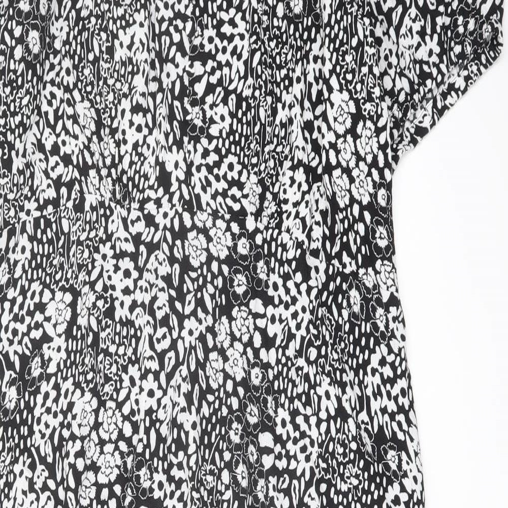 Marks and Spencer Womens Black Geometric Viscose A-Line Size 22 Sweetheart Pullover