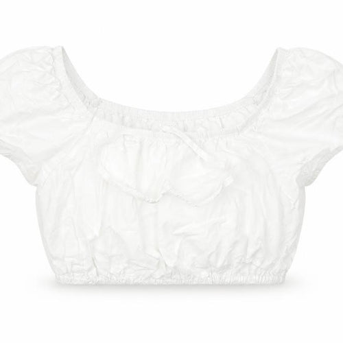 Zraa Girls White Cotton Cropped Blouse Size 11-12 Years Square Neck Pullover