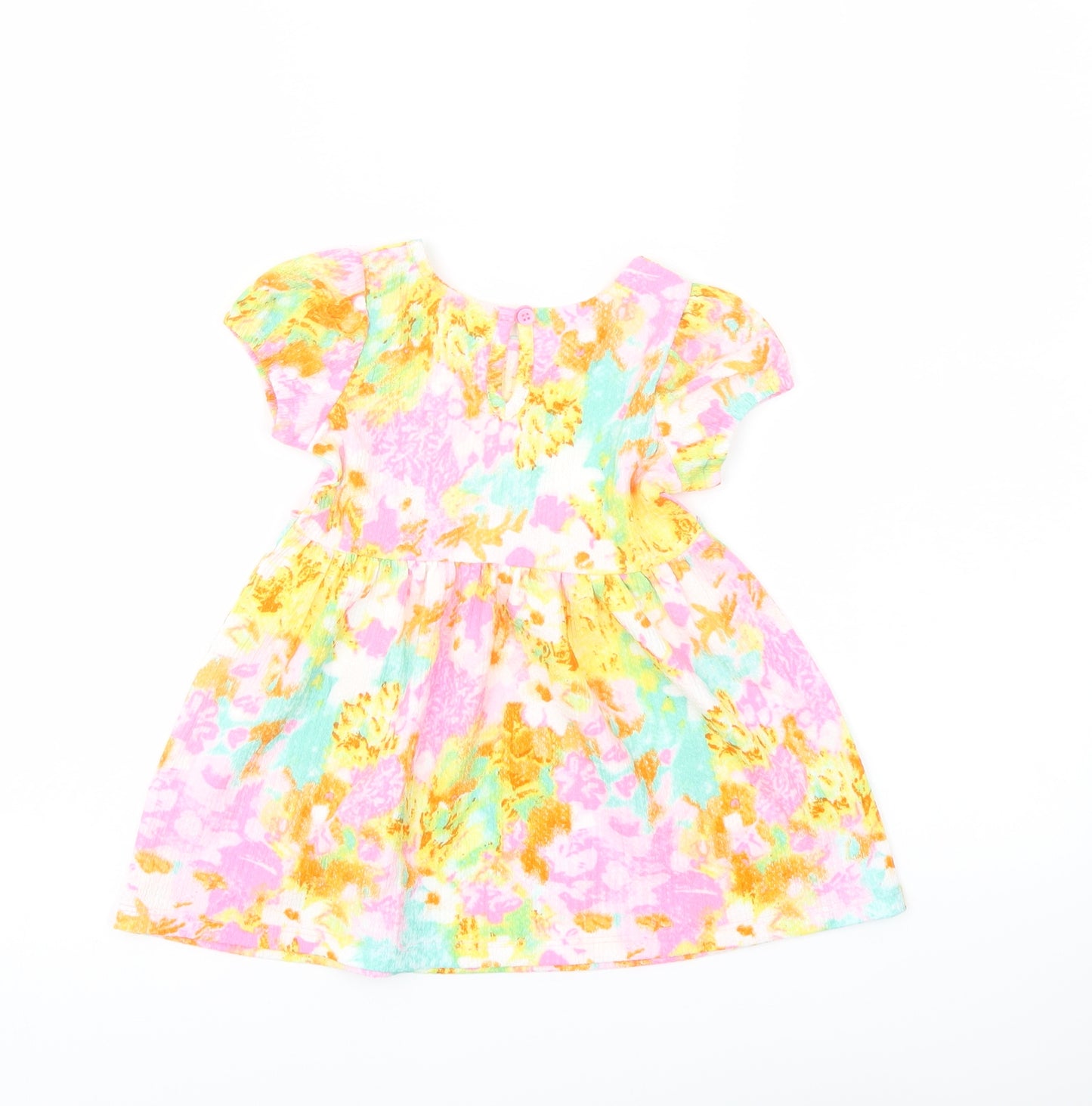 Dunnes Stores Girls Multicoloured Geometric Polyester A-Line Size 6-9 Months Round Neck Button