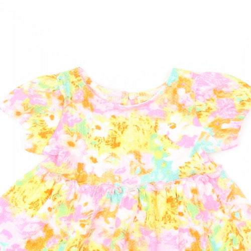 Dunnes Stores Girls Multicoloured Geometric Polyester A-Line Size 6-9 Months Round Neck Button