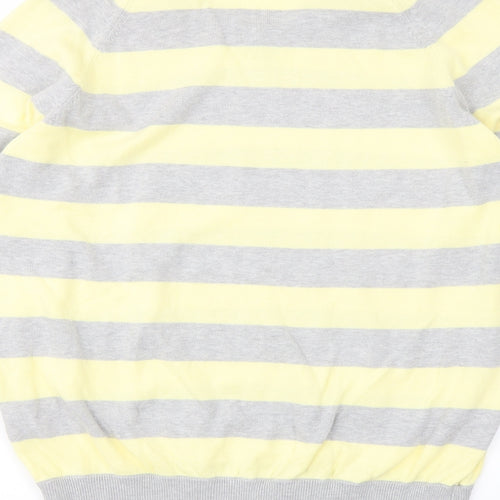 Burton Mens Yellow V-Neck Striped Cotton Pullover Jumper Size M Long Sleeve