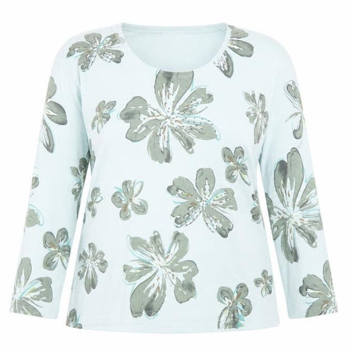 Viz-a-VIZ Womens Green Round Neck Floral Viscose Pullover Jumper Size 14