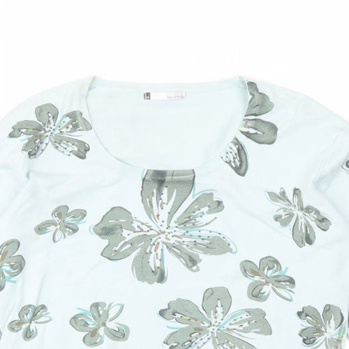 Viz-a-VIZ Womens Green Round Neck Floral Viscose Pullover Jumper Size 14