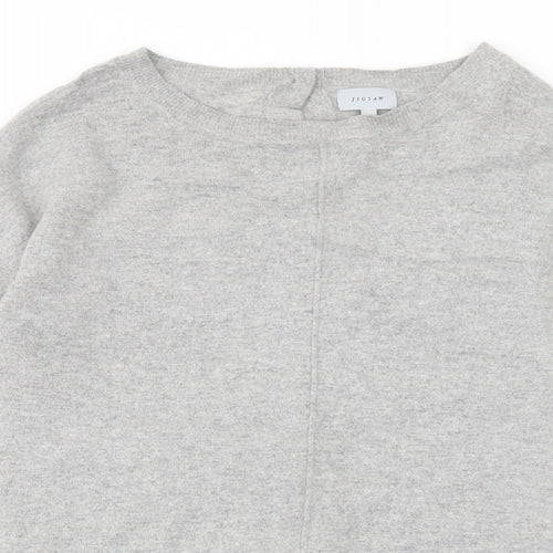 Jigsaw Womens Grey Boat Neck Wool Pullover Jumper Size M