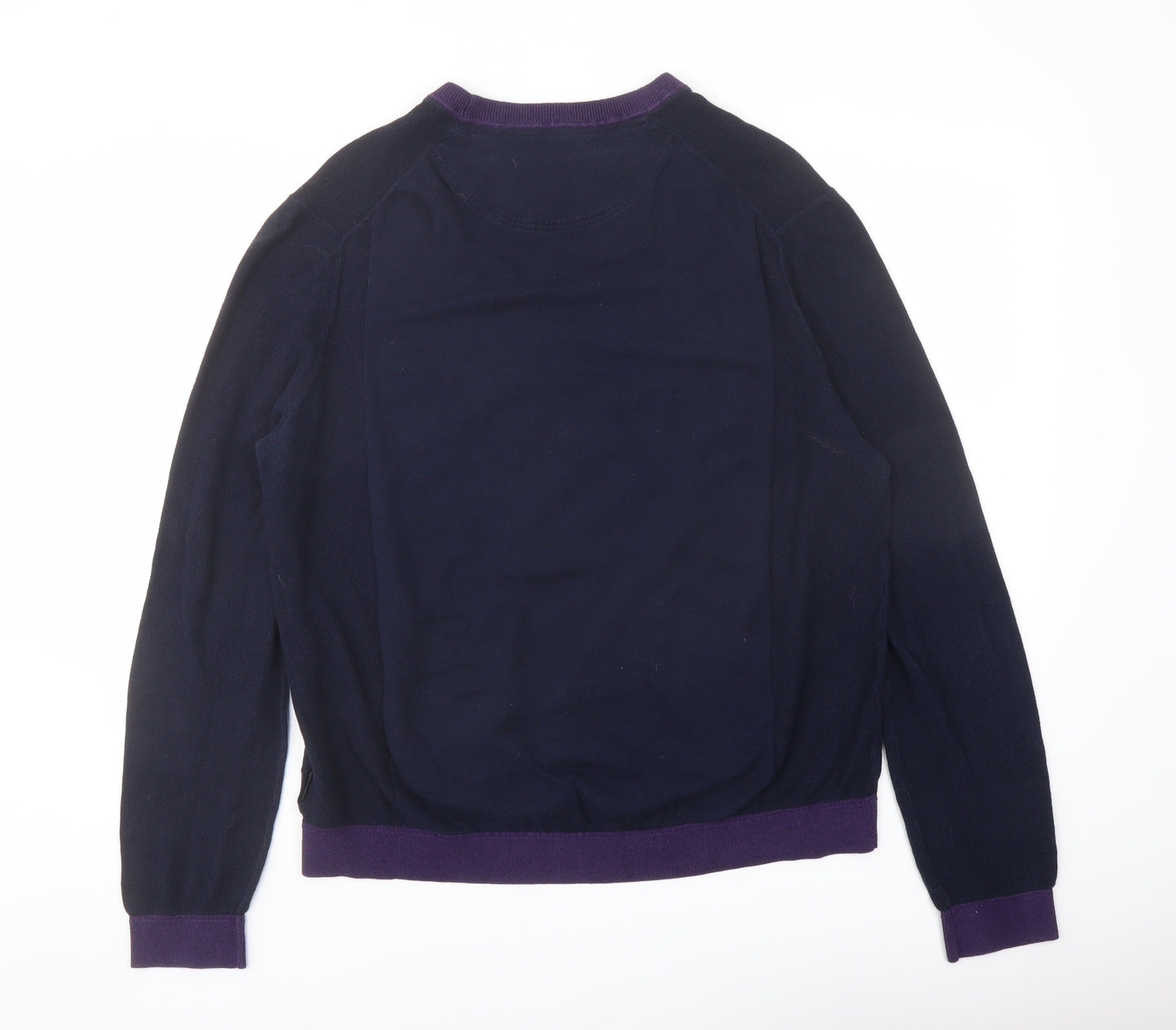 Ted Baker Mens Blue Crew Neck Cotton Pullover Jumper Size XL Long Sleeve