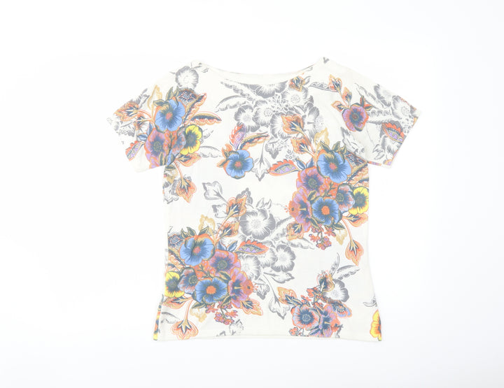 NEXT Womens Multicoloured Boat Neck Floral Cotton Pullover Jumper Size 10