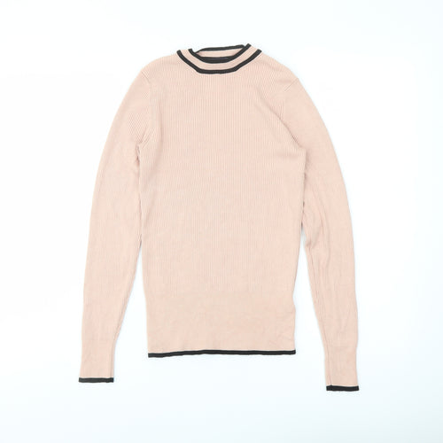 Marks and Spencer Womens Pink Mock Neck Viscose Pullover Jumper Size 10