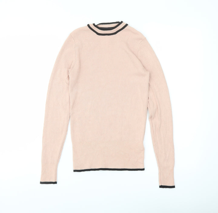 Marks and Spencer Womens Pink Mock Neck Viscose Pullover Jumper Size 10