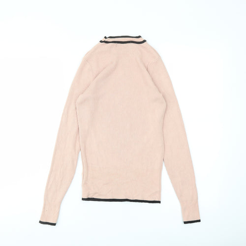 Marks and Spencer Womens Pink Mock Neck Viscose Pullover Jumper Size 10