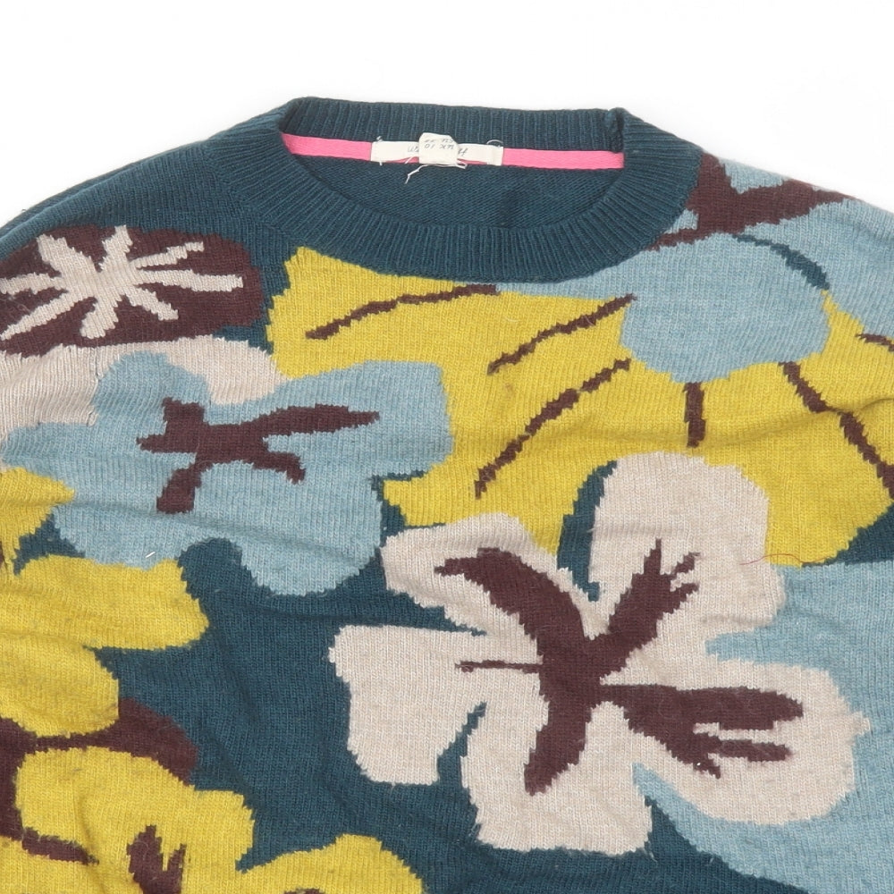White Stuff Womens Green Mock Neck Floral Viscose Pullover Jumper Size 10