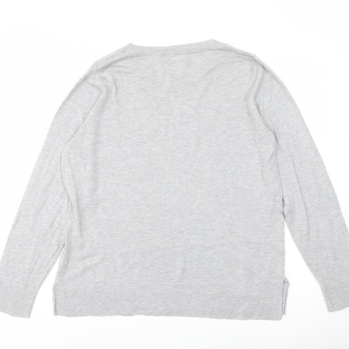 NEXT Womens Grey Round Neck Polyester Pullover Jumper Size 16