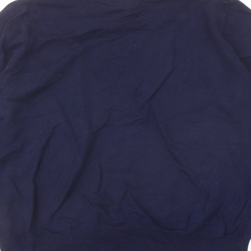 Gap Womens Blue Crew Neck Geometric Cotton Pullover Jumper Size M