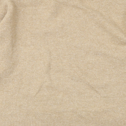 New Look Womens Beige V-Neck Acrylic Pullover Jumper Size M