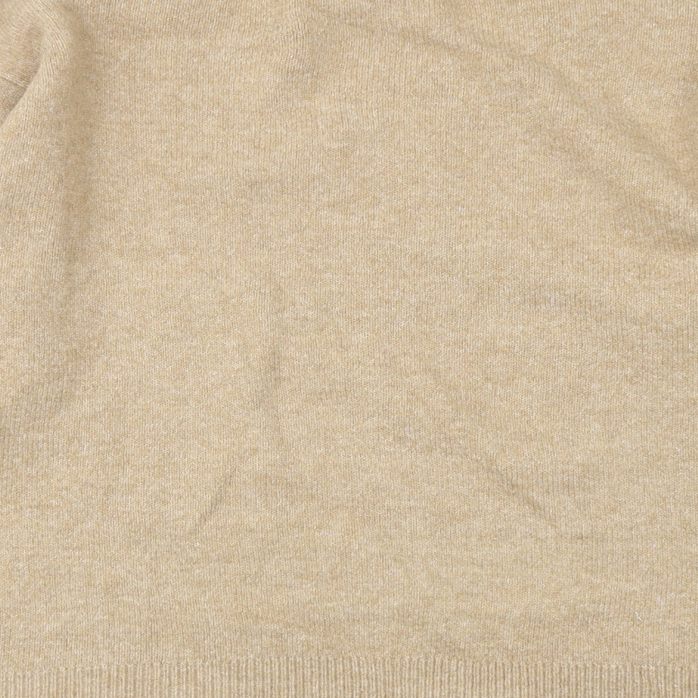 New Look Womens Beige V-Neck Acrylic Pullover Jumper Size M