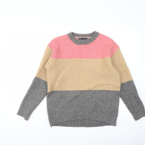 Marks and Spencer Womens Multicoloured Crew Neck Acrylic Pullover Jumper Size S