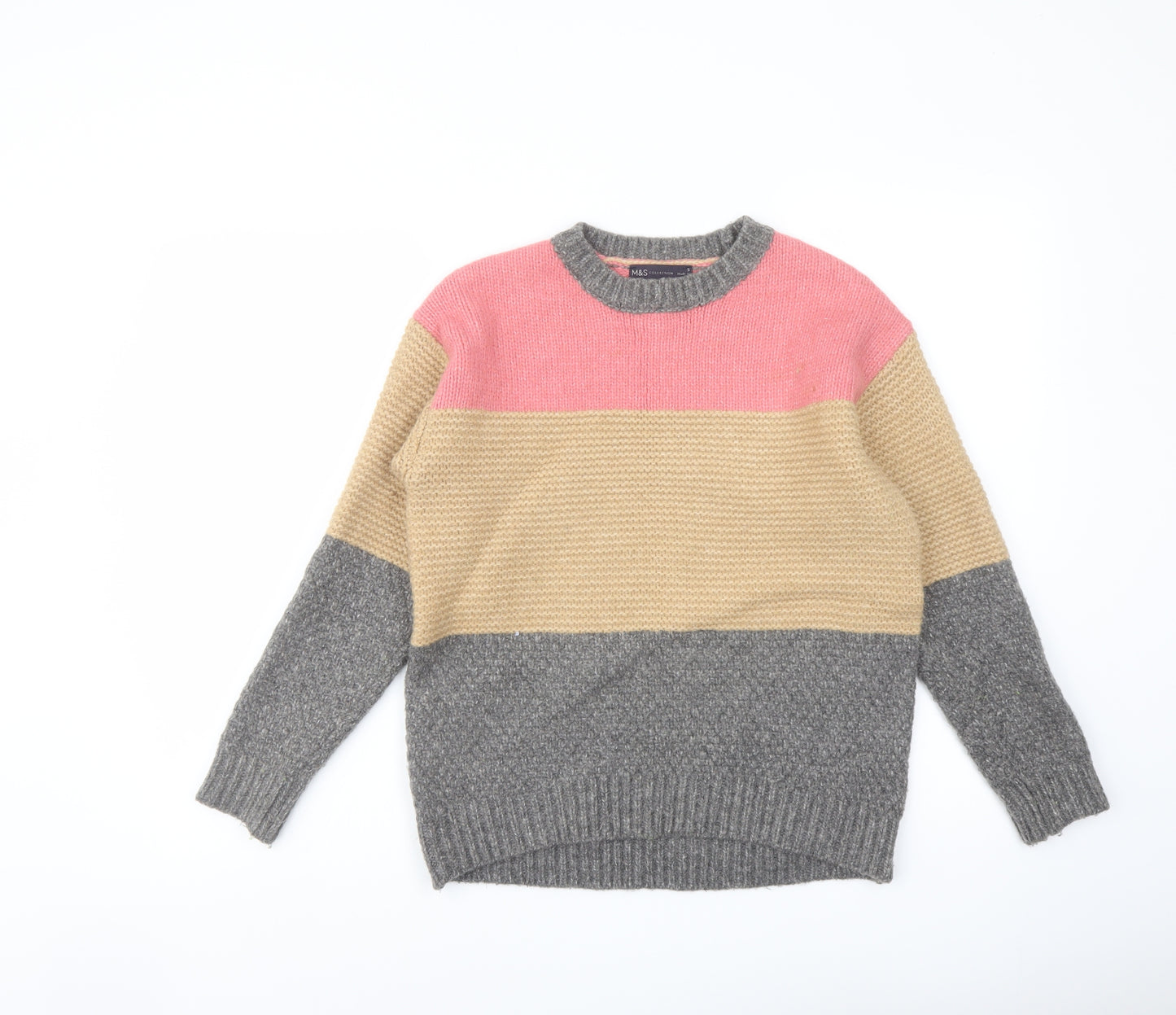 Marks and Spencer Womens Multicoloured Crew Neck Acrylic Pullover Jumper Size S