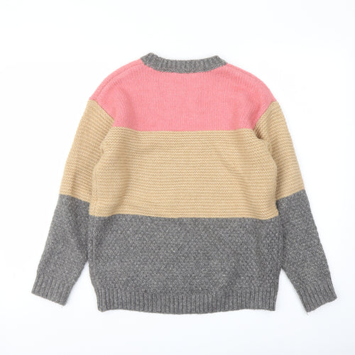 Marks and Spencer Womens Multicoloured Crew Neck Acrylic Pullover Jumper Size S