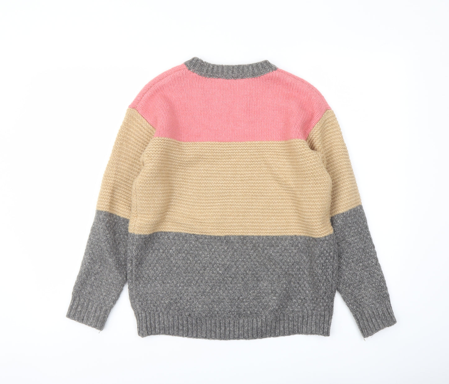 Marks and Spencer Womens Multicoloured Crew Neck Acrylic Pullover Jumper Size S