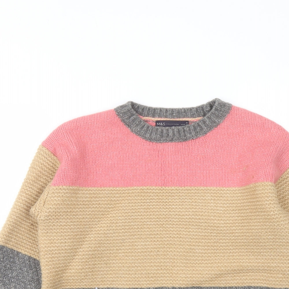 Marks and Spencer Womens Multicoloured Crew Neck Acrylic Pullover Jumper Size S
